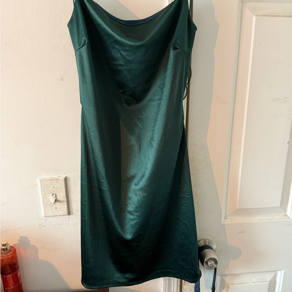 Elegant Green Satin Slip Dress
